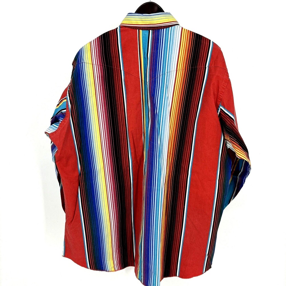 Wrangler X-Long Tails Western Rodeo Striped Cowboy Shirt 17.5-35 Vintage EUC - Picture 8 of 9